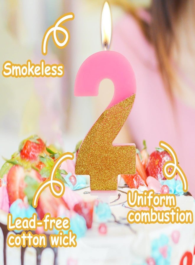 Hongplus Pink Glitter 1st Birthday Candles, Number 1 Candle, Cakes Candle, Candles for Cake, Happy 1st Birthday Cake Topper Decorations for Girls First Birthday Anniversary Wedding Party - Image 3